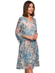 Stylove Sukienka w kolorze turkusowym ze wzorem rozmiar: XXL. Niebieskie sukienki Stylove, xxl, bez wzorów, bez kołnierzyka, bez ramiączek, midi. Za 227.45 zł.