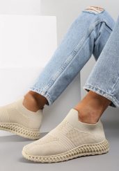 Beżowe Buty Sportowe Phinelle. Brązowe buty sportowe lifestyle Renee, bez wzorów, bez zapięcia, na fitness i siłownię. W wyprzedaży za 47.99 zł.