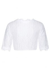 Bluzka koronkowa w ludowym stylu. Białe bluzki bonprix, bez wzorów, z koronki, bez kołnierzyka, bez ramiączek. Za 147.99 zł.