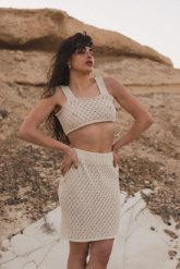 Ażurowa spódnica w kolorze SUMMER SAND - -M/L. Spódnice Marsala, na plażę, l, w ażurowe wzory, z bawełny, mini. Za 229.90 zł.