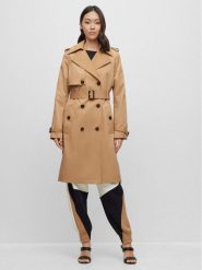 Boss Trencz 50489115 Beżowy Regular Fit. Brązowe płaszcze Boss, bez wzorów, z syntetyku, bez kaptura. Za 1,949.00 zł.