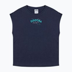Koszulka damska Diadora Athletic Dept. Niebieskie t-shirty sportowe Diadora, xs, bez wzorów, z bawełny, bez ramiączek, na golfa. Za 99.99 zł.
