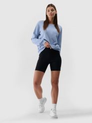4F Legginsy krótkie damskie - czarne M. Czarne legginsy 4f, bez wzorów, z dzianiny, sportowe, krótkie. W wyprzedaży za 59.99 zł.