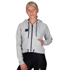 Bluza treningowa damska Morotai Box Full Zip. Szare bluzy z kapturem MOROTAI, xl, bez wzorów, z bawełny, z kapturem, na fitness i siłownię. Za 138.49 zł.