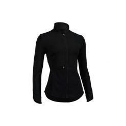Bluza na zamek fitness kardio 500 damska. Czarne bluzy DOMYOS, bez wzorów, z elastanu, bez ramiączek, bez kaptura. Za 59.99 zł.