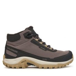 Trekkingi Salomon. Brązowe buty sportowe lifestyle Salomon, bez wzorów, sportowe, bez zapięcia. Za 619.99 zł.