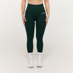 Legginsy damskie fitness bezszwowe GymBabe Forest. Zielone legginsy sportowe GYMBEAM, s, bez wzorów, z elastanu, do biegania. Za 131.90 zł.
