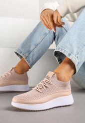 Różowe Buty Sportowe Sneakersy z Siateczkową Cholewką Helazia. Czerwone buty sportowe lifestyle Renee, bez wzorów, z jeansu, bez zapięcia. W wyprzedaży za 63.99 zł.