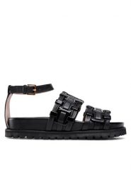 Alberta Ferretti Sandały 22152A6344 8302 Czarny. Czarne sandały Alberta Ferretti, bez wzorów, ze skóry, bez obcasa, na płaskiej podeszwie, bez zapięcia. Za 1,329.00 zł.