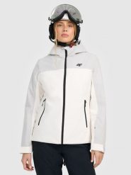 4F Kurtka narciarska membrana 5000 damska - biała XXL. Białe kurtki narciarskie 4f, na zimę, xxl, bez wzorów, z materiału, bez kaptura, narciarskie. Za 399.99 zł.