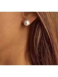 Eclat d'Argent Srebrne kolczyki-wkrętki z cyrkoniami i perłami rozmiar: onesize. Białe kolczyki Eclat d'Argent, z cyrkonią, srebrne. Za 130.99 zł.