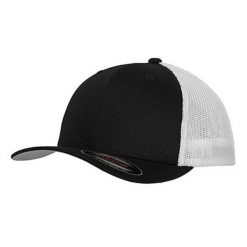 Dwukolorowa Siatkowa Czapka Z Daszkiem. Niebieskie czapki z daszkiem FLEXFIT, bez wzorów, sportowe. Za 88.99 zł.