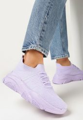 Fioletowe Buty Sportowe z Elastyczną Cholewką na Grubej Podeszwie Brima. Fioletowe buty sportowe lifestyle Born2be, bez wzorów, z dresówki, bez zapięcia. W wyprzedaży za 83.99 zł.