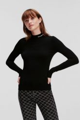 KARL LAGERFELD Czarny golf damski Classic Turtle Neck. Czarne swetry KARL LAGERFELD, s, bez wzorów, z wiskozy, eleganckie, bez ramiączek. W wyprzedaży za 489.99 zł.
