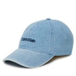 Czapka z daszkiem Calvin Klein. Niebieskie czapki z daszkiem Calvin Klein, bez wzorów. Za 179.99 zł.