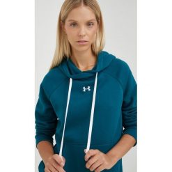 Under Armour bluza damska z kapturem gładka. Niebieskie bluzy Under Armour, l, bez wzorów, z dzianiny, bez ramiączek, z kapturem. Za 219.99 zł.