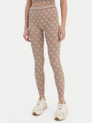 Guess Legginsy V5BB13 K2000 Brązowy Slim Fit. Brązowe legginsy Guess, z aplikacjami, z syntetyku. Za 185.50 zł.