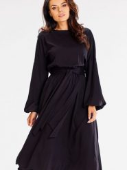 Sukienka Model A602 Black - awama. Czarne sukienki Awama, na co dzień, l, bez wzorów, z elastanu, bez kołnierzyka, plus size, bez ramiączek, dopasowane. Za 340.97 zł.