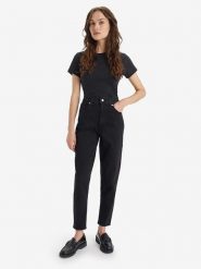 Levi's Dżinsy - Mom fit - w kolorze granatowym rozmiar: W24/L27. Niebieskie jeansy Levi's, l, z aplikacjami, klasyczne, z podwyższonym stanem. Za 127.65 zł.