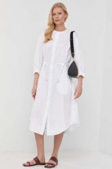 Max Mara Leisure sukienka bawełniana kolor biały midi rozkloszowana. Białe sukienki Max Mara Leisure, bez wzorów, z bawełny, bez kołnierzyka, bez ramiączek, midi, rozkloszowane. Za 1,259.90 zł.