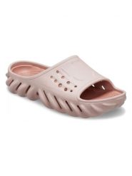 Crocs Klapki "Echo" w kolorze jasnoróżowym rozmiar: 43/44. Różowe klapki Crocs, bez wzorów, klasyczne, z otwartym noskiem, bez obcasa, bez zapięcia. Za 75.34 zł.