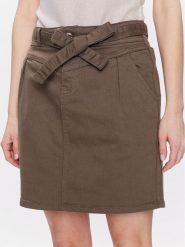 Morgan Spódnica jeansowa 231-JSTELA Khaki Regular Fit. Brązowe spódnice Morgan, bez wzorów, z jeansu, mini. Za 249.99 zł.