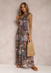 Ciemnozielona Sukienka Sallaza. Zielone sukienki Renee, na imprezę, l, bez wzorów, boho, bez kołnierzyka, bez ramiączek, maxi, kopertowe. W wyprzedaży za 47.99 zł.