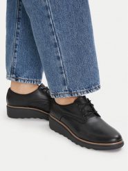 Clarks Półbuty Sharon Rae 261754164 Czarny. Czarne półbuty wsuwane Clarks, bez wzorów, ze skóry, bez obcasa, na koturnie. Za 356.99 zł.