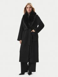 Tommy Hilfiger Płaszcz wełniany Belted WW0WW51105 Czarny Regular Fit. Czarne płaszcze Tommy Hilfiger, na zimę, bez wzorów, z syntetyku, bez kaptura. Za 1,499.00 zł.