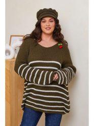 Curvy Lady Sweter w kolorze khaki rozmiar: 40/42. Brązowe swetry Curvy Lady, z aplikacjami, ze splotem, klasyczne, bez ramiączek. Za 115.77 zł.