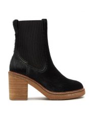 Clarks Botki Cassiano Top 26178668 Czarny. Czarne botki Clarks, bez wzorów, ze skóry, bez obcasa, na słupku, bez zapięcia. Za 529.99 zł.