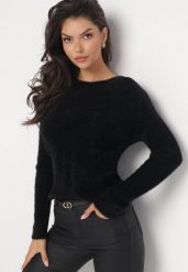 Czarny Dopasowany Sweter z Dzianiny w Prążki Corde. Czarne swetry Born2be, bez wzorów, z dzianiny, eleganckie, bez ramiączek. W wyprzedaży za 46.74 zł.