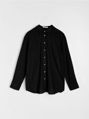 Koszula z domieszką lnu - czarny. Czarne koszule Sinsay, xl, bez wzorów, bez kołnierzyka, bez ramiączek. Za 49.99 zł.