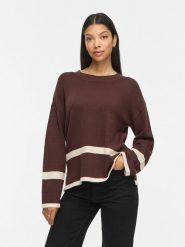 Vila Sweter "Ril" w kolorze brązowo-kremowym rozmiar: XL. Brązowe swetry Vila, xl, bez wzorów, bez ramiączek. Za 124.95 zł.