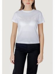 Guess T-Shirt V5GI15 J1314 Biały Slim Fit. Białe t-shirty Guess, xs, z aplikacjami, z bawełny, bez kołnierzyka, bez ramiączek. Za 89.99 zł.