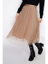 ASSUILI Spódnica w kolorze beżowym rozmiar: 42. Brązowe spódnice Assuili, bez wzorów, z tiulu, klasyczne, midi. Za 174.95 zł.