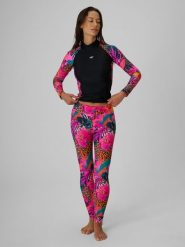 4F Legginsy do pływania i sportów wodnych z filtrem UPF50+ damskie - multikolor S. Brązowe legginsy 4f, bez wzorów, z materiału, sportowe, długie. Za 129.99 zł.