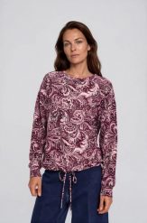 Wzorzysta bluza burgundowa. Czerwone bluzy MOODO, s, bez wzorów, z bawełny, bez ramiączek, bez kaptura. Za 119.99 zł.