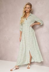 Niebiesko-Zielona Sukienka Caeoreia. Zielone sukienki Renee, l, bez wzorów, klasyczne, bez kołnierzyka, bez ramiączek, maxi. W wyprzedaży za 67.99 zł.