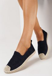Granatowe Espadryle z Ażurowej Siateczki Ozdobione Plecionką Lanivesa. Niebieskie espadryle Born2be, w ażurowe wzory, bez obcasa. Za 79.99 zł.