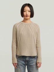 G-Star Sweter w kolorze beżowym rozmiar: M. Brązowe swetry G-Star, m, bez wzorów, z bawełny, retro, bez ramiączek. Za 228.21 zł.