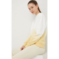 Guess bluza bawełniana damska kolor żółty z aplikacją. Żółte bluzy Guess, l, z aplikacjami, z bawełny, bez ramiączek, bez kaptura. W wyprzedaży za 294.99 zł.