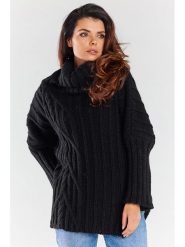 Awama Sweter w kolorze czarnym rozmiar: onesize. Czarne swetry Awama, bez wzorów, ze splotem, bez ramiączek. Za 227.85 zł.