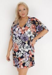 Granatowa Sukienka z Wiskozy Irima. Niebieskie sukienki Born2be, l, z aplikacjami, z wiskozy, bez kołnierzyka, bez ramiączek, mini. Za 99.99 zł.