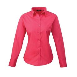 Bluzka Damska Z Długim Rękawem Z Popeliny. Czerwone bluzki PREMIER, xl, bez wzorów, casualowe, bez kołnierzyka, bez ramiączek. Za 112.99 zł.