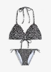 Bikini z trójkątnymi miseczkami z marszczeniem (2 części). Białe bikini bonprix, bez wzorów. Za 37.99 zł.