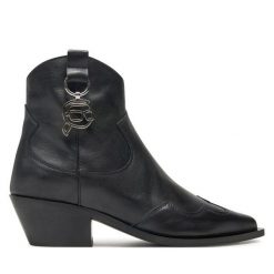 Botki KARL LAGERFELD. Czarne botki KARL LAGERFELD, bez wzorów, bez obcasa, na słupku, bez zapięcia. Za 1,429.00 zł.