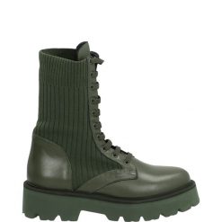 WORKERY DAMSKIE 4010543 GREEN. Zielone botki Venezia, bez wzorów, ze skóry, bez obcasa, bez zapięcia. Za 299.00 zł.