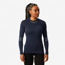 Koszulka termoaktywna narciarska damska Wedze BL500 soft seamless. Bielizna termoaktywna damska WED'ZE, bez wzorów, z elastanu, bez ramiączek, narciarskie. Za 129.99 zł.