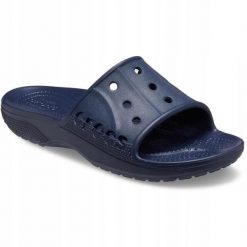 Klapki Dla Dorosłych Crocs Baya II Slide. Niebieskie klapki Crocs, bez wzorów, z materiału, bez obcasa, bez zapięcia. Za 99.99 zł.
